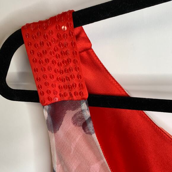 Chelsea Design Red White Black 100% Silk Dress Sz 12 - Picture 8 of 12